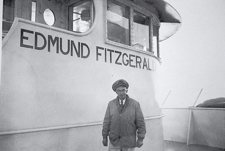 A photo of Arthur W. Hurley standing on the deck of the Edmund Firzgerald. Photo credit: Art Osborne on Facebook.