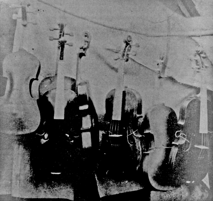 A photo of Billy Newman's violins c. 1920-1930.