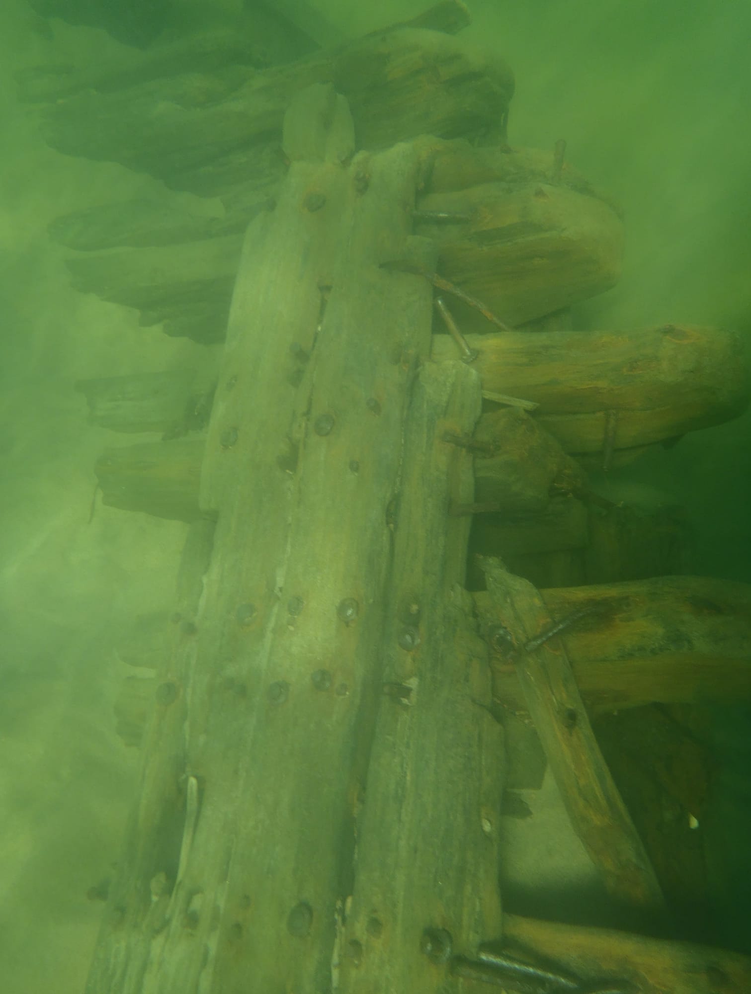 A photo of the wreck of the Golspie ship on Lake Superior.