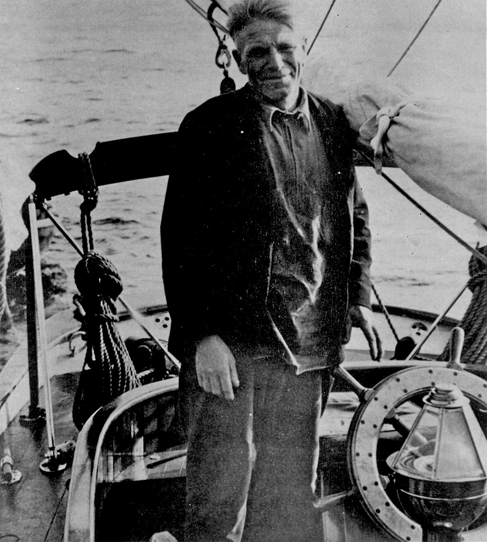 A photo of Gus Weidman aboard "Yankee Girl" in 1945. Photo credit: Lyman Buck, Michipicoten Mission.