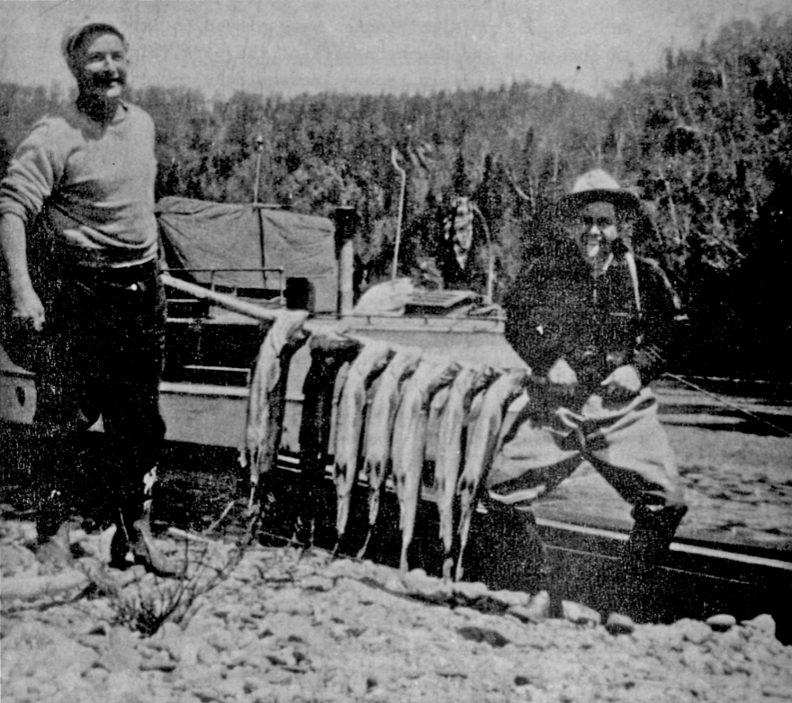 A good catch. Henri Bazelot and Arthur Zanutti, c. 1947. (Original photograph owned by Laura Bazelot, Wawa, Ontario).