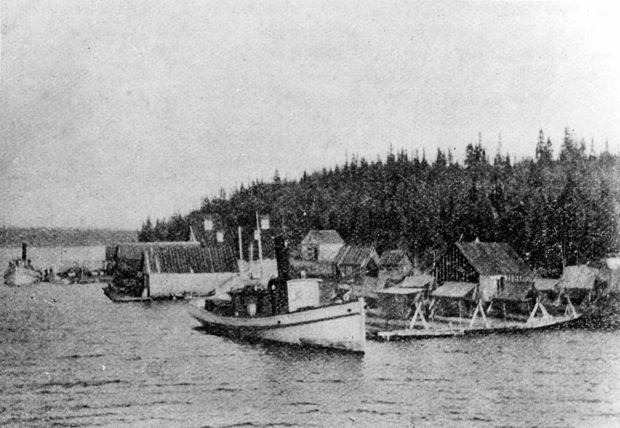 A photo of Booth and Co’s station at Quebec Harbour (original locaton on the south side. Circa 1900 (from JM Bell, 1905, Ontario Bureay of Mines, Reports, 14 (Pt. I), 278-355)